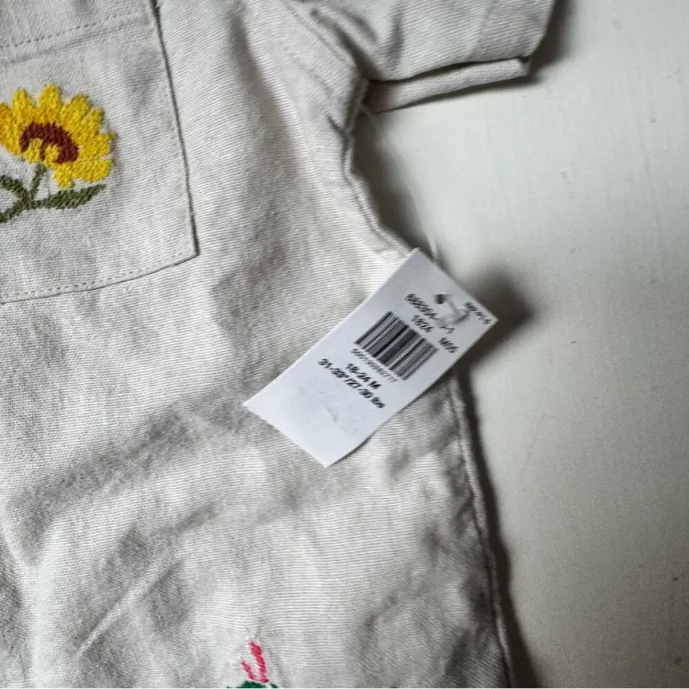 Old Navy Baby Button Front Short Sleeve  Embroidered Shirt Sz 18-24 M NWT